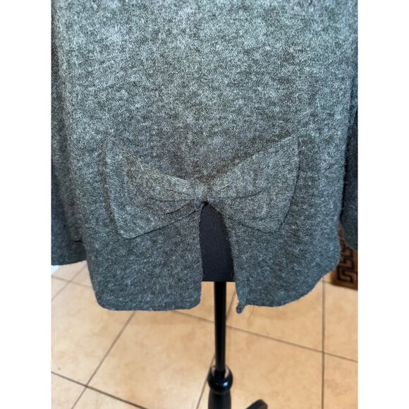 Natural Story Wool Gray Cowl Neck Poncho Sweater With Bow Organic Sustainable M - Picture 8 of 8